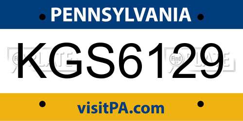 KGS6129 Pennsylvania License Plate