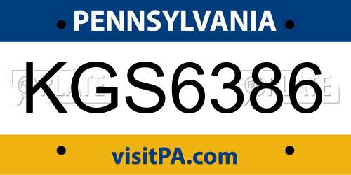 KGS6386 Pennsylvania License Plate