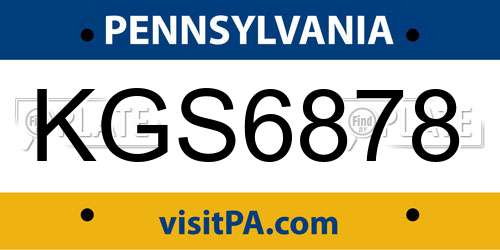 KGS6878 Pennsylvania License Plate