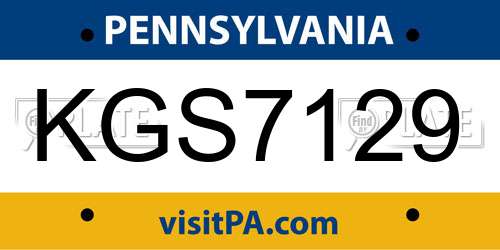 KGS7129 Pennsylvania License Plate