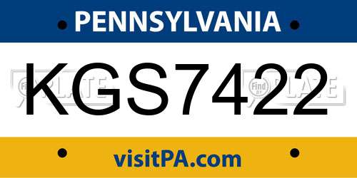 KGS7422 Pennsylvania License Plate
