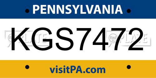 KGS7472 Pennsylvania License Plate