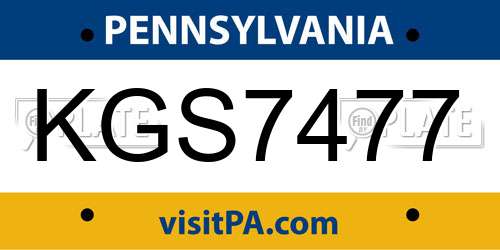 KGS7477 Pennsylvania License Plate
