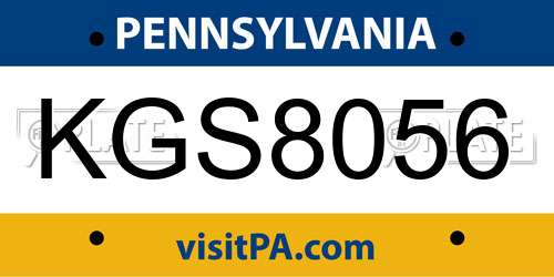 KGS8056 Pennsylvania License Plate