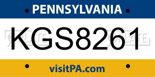 KGS8261 Pennsylvania License Plate