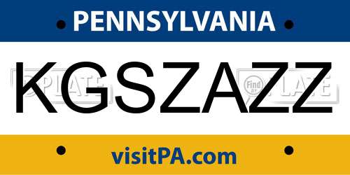 KGSZAZZ Pennsylvania License Plate