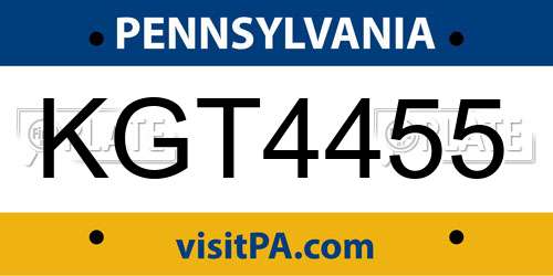 KGT4455 Pennsylvania License Plate
