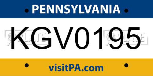 KGV0195 Pennsylvania License Plate
