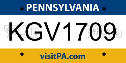 KGV1709 Pennsylvania License Plate