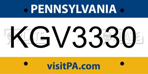 KGV3330 Pennsylvania License Plate