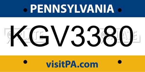 KGV3380 Pennsylvania License Plate