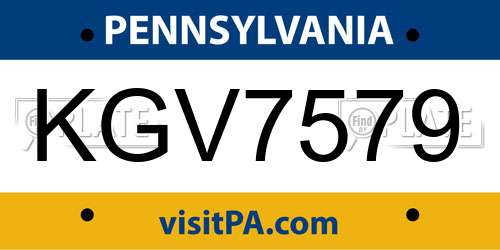 KGV7579 Pennsylvania License Plate