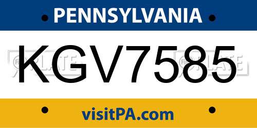KGV7585 Pennsylvania License Plate