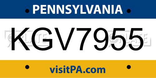 KGV7955 Pennsylvania License Plate