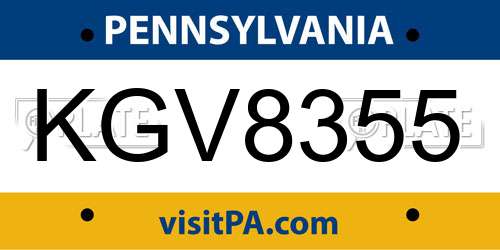 KGV8355 Pennsylvania License Plate