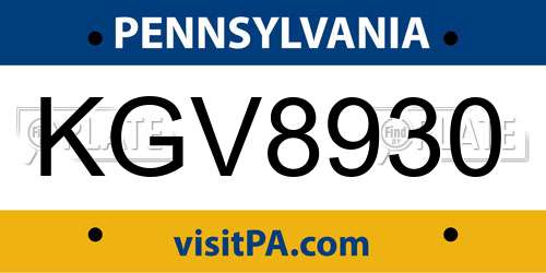 KGV8930 Pennsylvania License Plate