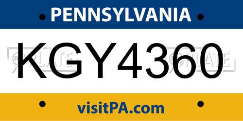 KGY4360 Pennsylvania License Plate