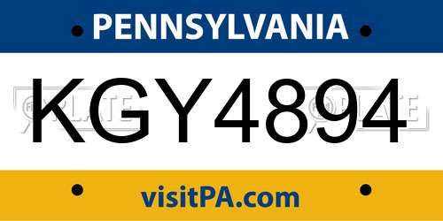 KGY4894 Pennsylvania License Plate