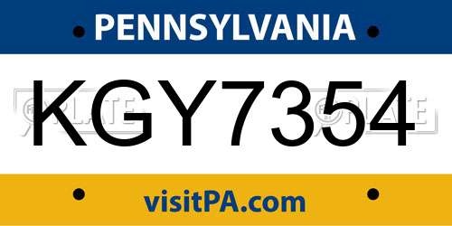 KGY7354 Pennsylvania License Plate