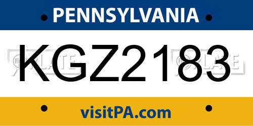 KGZ2183 Pennsylvania License Plate