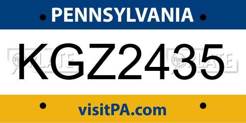 KGZ2435 Pennsylvania License Plate