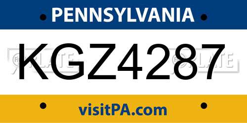 KGZ4287 Pennsylvania License Plate