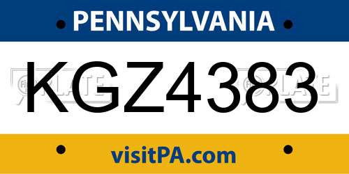 KGZ4383 Pennsylvania License Plate