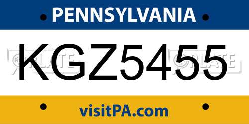 KGZ5455 Pennsylvania License Plate