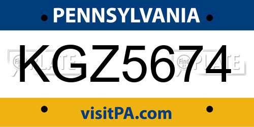 KGZ5674 Pennsylvania License Plate