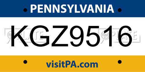 KGZ9516 Pennsylvania License Plate