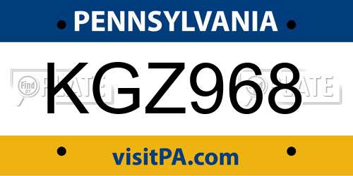 KGZ968 Pennsylvania License Plate