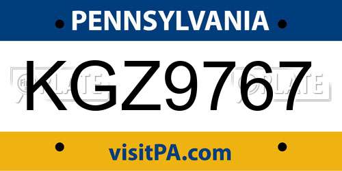 KGZ9767 Pennsylvania License Plate