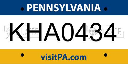 KHA0434 Pennsylvania License Plate