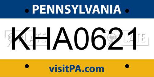 KHA0621 Pennsylvania License Plate
