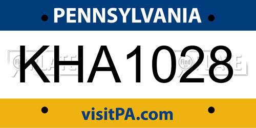 KHA1028 Pennsylvania License Plate
