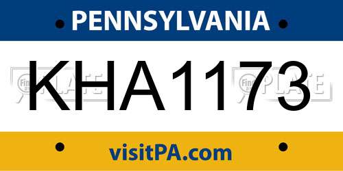 KHA1173 Pennsylvania License Plate