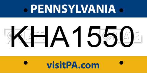 KHA1550 Pennsylvania License Plate