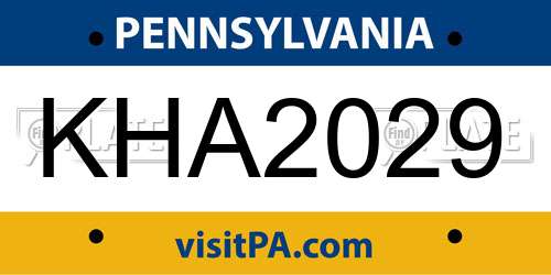 KHA2029 Pennsylvania License Plate
