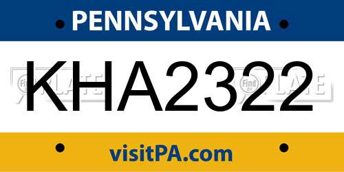 KHA2322 Pennsylvania License Plate
