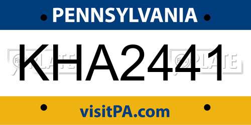 KHA2441 Pennsylvania License Plate