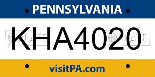 KHA4020 Pennsylvania License Plate