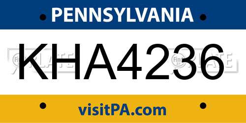 KHA4236 Pennsylvania License Plate