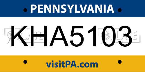 KHA5103 Pennsylvania License Plate