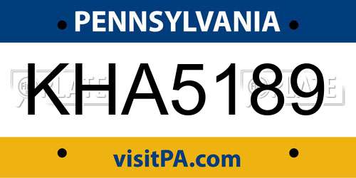 KHA5189 Pennsylvania License Plate
