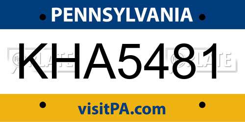 KHA5481 Pennsylvania License Plate