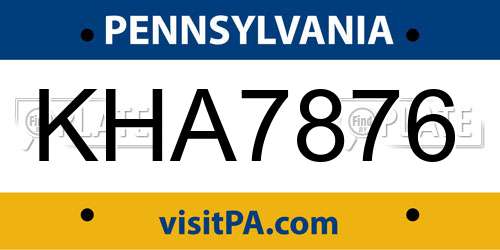 KHA7876 Pennsylvania License Plate
