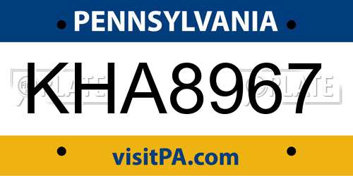 KHA8967 Pennsylvania License Plate
