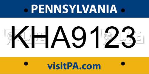 KHA9123 Pennsylvania License Plate