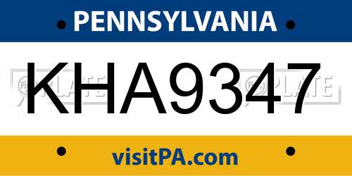 KHA9347 Pennsylvania License Plate
