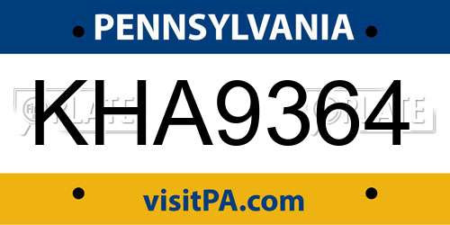 KHA9364 Pennsylvania License Plate